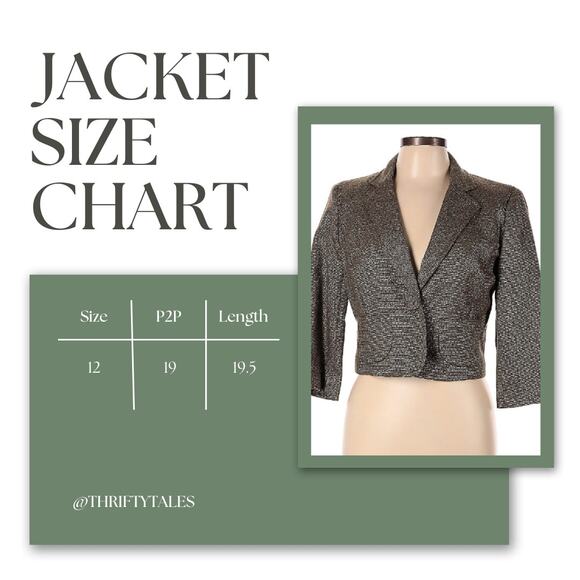 Club Monaco Gold Wool Blend Cropped Blazer 3/4 Sleeve NWT Sz 12 - Picture 6 of 6